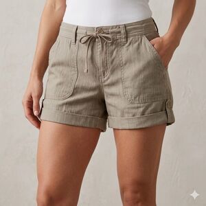 Tommy Hilfiger Tan Linen Blend Drawstring Shorts Nautical Safari Vibe Size 6